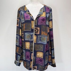 ModCloth Fantasy Book Worm Print Flowy Blouse Teacher Novel Librarian Large